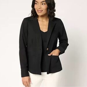 Joan Rivers Signature Twill Cinched Back Blazer Pockets Black Various Sizes